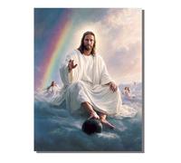 Dipingere con i Numeri Bambini Cristianesimo Angelo Kit fai da Te Acrilici e Pennelli per Principianti Dipingere con i Numeri con Telaio, Hobby Creativi Adulti, Decora la casa 80x110 cm KSWDK881