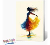 Dipingere Con i Numeri Bambini Donna Quadri Da Dipingere Numerati Ballare Painting by Numbers DIY Hobby Creativi Adulti per Principianti Art Kits per Regali per le Donne, Senza Cornice 40x60cm N-F776
