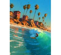 Dipingere Con i Numeri Bambini Fare Surf Quadri Da Dipingere Numerati Sea Painting by Numbers DIY Hobby Creativi Adulti per Principianti con Accessori Regali per le Donne,Con Cornice 40x50cm W-2380