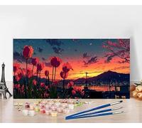 Dipingere Con i Numeri Bambini Flower Quadri Da Dipingere Numerati Città Painting by Numbers DIY Hobby Creativi Adulti Tela Painting Retrò Arte, Regali per le Donne Senza Cornice 80x160cm 6-LB38