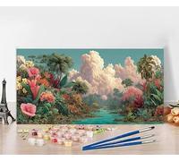 Dipingere Con i Numeri Bambini Flower Quadri Da Dipingere Numerati Fiume Painting by Numbers DIY Hobby Creativi Adulti Tela Painting Retrò Arte, Regali per le Donne Senza Cornice 80x160cm 9-2J55