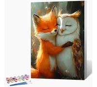 Dipingere Con i Numeri Bambini Fox Quadri Da Dipingere Numerati Gufo Painting by Numbers DIY Hobby Creativi Adulti per Principianti Art Kits per Regali per le Donne, Senza Cornice 60x90cm U-W455