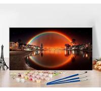 Dipingere Con i Numeri Bambini Lago Quadri Da Dipingere Numerati Città Painting by Numbers DIY Hobby Creativi Adulti Tela Painting Arte Con Accessori, Regali per le Donne Senza Cornice 70x140cm L-3138