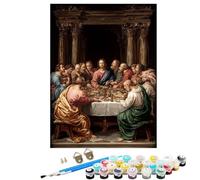 Dipingere con i Numeri Bambini L'Ultima Cena Astratto Kit fai da Te 36 Acrilici e 3 Pennelli per Principianti Dipingere con i Numeri, Hobby Creativi Adulti, Decora la casa Regalo 100x135cm BJHWK360