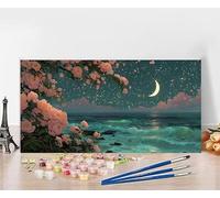 Dipingere Con i Numeri Bambini Luna Quadri Da Dipingere Numerati Flower Painting by Numbers DIY Hobby Creativi Adulti Tela Painting Arte Con Accessori, Regali per le Donne Senza Cornice 30X60cm X-V999