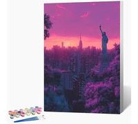 Dipingere Con i Numeri Bambini New York Quadri Da Dipingere Numerati Statua Della Libertà Painting by Numbers DIY Hobby Creativi Adulti per Principianti Art Kits per Senza Cornice 80x120cm 2-6627