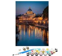 Dipingere con i Numeri Bambini Paesaggio Basilica Di San Pietro Kit fai da Te 36 Acrilici e 3 Pennelli Principianti Dipingere con i Numeri, Hobby Creativi Adulti, Decora la casa 100x135cm BJHWK356