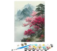 Dipingere con i Numeri Bambini Paesaggio Montagna Kit fai da Te 36 Acrilici e 3 Pennelli Principianti Dipingere con i Numeri con Telaio Hobby Creativi Adulti, Decora la casa Regalo 50 x 70 cm BJHDK681