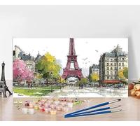 Dipingere Con i Numeri Bambini Parigi Quadri Da Dipingere Numerati Torre Eiffel Painting by Numbers DIY Hobby Creativi Adulti Painting Retrò Arte, Regali per le Donne Senza Cornice 30X60cm 8-9741