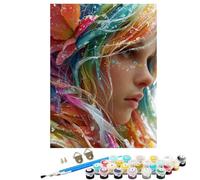 Dipingere con i Numeri Bambini Ritratti Donna Kit fai da Te 36 Acrilici e 3 Pennelli per Principianti Dipingere con i Numeri, Hobby Creativi Adulti, Decora la casa Signora Regalo 100x135cm BJHWK251