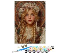 Dipingere con i Numeri Bambini Ritratti Donna Kit fai da Te 36 Acrilici e 3 Pennelli per Principianti Dipingere con i Numeri, Hobby Creativi Adulti, Decora la casa Signora Regalo 100x135cm BJHWK436