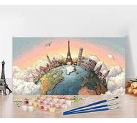 Dipingere Con i Numeri Bambini Roma Quadri Da Dipingere Numerati Parigi Painting by Numbers DIY Hobby Creativi Adulti Tela Oil Painting Retrò Arte, Regali per le Donne Senza Cornice 70x140cm J-0Z90