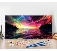 Dipingere Con i Numeri Bambini Sea Quadri Da Dipingere Numerati Aurora Painting by Numbers DIY Hobby Creativi Adulti Tela Painting Arte Con Accessori, Regali per le Donne Senza Cornice 50x100cm W-6631