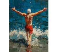 Dipingere Con i Numeri Bambini Sea Quadri Da Dipingere Numerati Nuotare Painting by Numbers DIY Hobby Creativi Adulti per Principianti con Accessori Regali per le Donne,Con Cornice 30x40cm B-8866