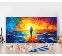 Dipingere Con i Numeri Bambini Sea Quadri Da Dipingere Numerati Tramonto Painting by Numbers DIY Hobby Creativi Adulti Tela Oil Painting Retrò Arte, Regali per le Donne Senza Cornice 30X60cm 1-5317