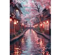 Dipingere Con i Numeri Bambini Strada Quadri Da Dipingere Numerati Fiume Painting by Numbers DIY Hobby Creativi Adulti per Principianti con Accessori Regali per le Donne,Con Cornice 30x40cm R-QY11