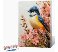 Dipingere Con i Numeri Bambini Uccelli Quadri Da Dipingere Numerati Flower Painting by Numbers DIY Hobby Creativi Adulti per Principianti Art Kits per Regali per le Donne, Senza Cornice 60x90cm 0-E679