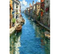 Dipingere Con i Numeri Bambini Venezia Quadri Da Dipingere Numerati Fiume Painting by Numbers Retrò DIYHobby Creativi Adulti per Principianti Regali per le Donne, Decora Con Cornice 80x100cm 8-1X46