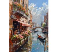 Dipingere Con i Numeri Bambini Venezia Quadri Da Dipingere Numerati Flower Painting by Numbers Retrò DIYHobby Creativi Adulti per Principianti Regali per le Donne, Decora Con Cornice 50x70cm 4-M249