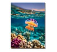 Dipingere con i Numeri Bambini Vita Marina Medusa Kit fai da Te Acrilici e Pennelli per Principianti Dipingere con i Numeri con Telaio, Hobby Creativi Adulti, Decora la casa Regalo 100x135cm KSWDK327