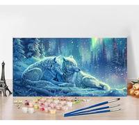 Dipingere Con i Numeri Bambini Wolf Quadri Da Dipingere Numerati Aurora Painting by Numbers DIY Hobby Creativi Adulti Tela Oil Painting Retrò Arte, Regali per le Donne Senza Cornice 50x100cm R-Q957