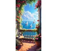 Dipingere con i Numeri barca a vela fiore Dipingere con i Numeri Bambini, Paint by Numbers Hobby Creativi Adulti, con Pennelli Pigmento Acrilico Disegno Pittura, per Decor la Casa Regalo 40x80cm s-658