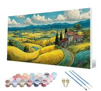Dipingere con i Numeri Campo di Grano Painting by Numbers Paesaggio Dipingere con i Numeri Adulti Principiante Kit Pittura Adulti con Pennelli e Colori Acrilici, Decorazioni 90 x 180 cm -hcw25074M