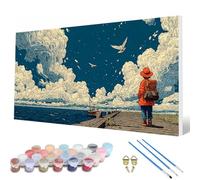 Dipingere con i Numeri Cartone Animato Painting by Numbers Nuvola Dipingere con i Numeri Adulti Principiante Kit Pittura Adulti con Pennelli e Colori Acrilici, Decorazioni Parete 100x300cm -hcw2507VS