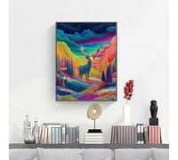 Dipingere con i Numeri Cervo Animale Dipingi con i Numeri Principianti e Adulti Kit Completo, Hobby Creativi per Adulti, pittura a olio per la casa, Quadri fai da te, 60x90 cm PjY2689 Q-A