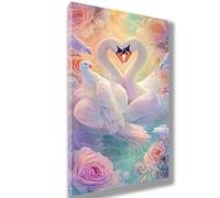 Dipingere con i Numeri Cigno Dipingere con i Numeri Bambini e Principianti Paesaggio Paint by Numbers Kits, Pennelli Pigmenti Acrilici, Decorazioni Casa, Regalo Donna, 55 x 110 cm(Senza Cornice)974-W