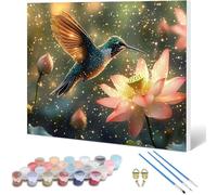 Dipingere con i Numeri Colibrì Dipingere con i Numeri Adulti Loto Paint by Numbers, Painting by Numbers Kit Pittura Adulti con 3 Pennelli e Colori Acrilici per Decorazioni Parete 70x50cm -hjw25010SO