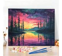 Dipingere con i Numeri Colorato Paint by Numbers Passatempo per Adulti Cielo Dipingere con i Numeri Kit Completo con Pennelli e Colori Acrilici, Decorazione da Parete, Rregali Natale 120x80CM W6-652