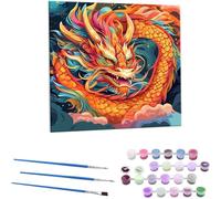 Dipingere con i Numeri - Colore drago Dipingi con i Numeri Principianti e Adulti Kit Completo, Hobby Creativi per Adulti, pittura a olio per la casa, - Quadri fai da te, 60x60 cm Senza Cornice M-67