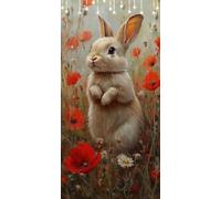Dipingere con i Numeri Coniglio Colorare con i Numeri Adulti Papavero DIY Painting by Numbers per Bambini e Principianti con Colori Acrilici e Pennelli, Halloween Decorazioni Regalo 70X100cm P0-248