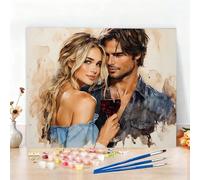 Dipingere con i Numeri Coppia Paint by Numbers Passatempo per Adulti Amore Dipingere con i Numeri Kit Completo con Pennelli e Colori Acrilici,Come Regali e Decorazione Casa,Senza Cornice 70x50CM W6-12