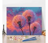 Dipingere con i Numeri Dente Di Leone Quadri da Dipingere Numerati Pianta Painting by Numbers Principianti Con 3 pennelli e Vernice Acrilica Senza Telaio, Halloween Decorazioni, Regalo 45x45cm Y5-254