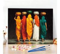 Dipingere con i Numeri Donna Paint by Numbers Passatempo per Adulti Europa Settentrionale Dipingere con i Numeri Kit Completo con Pennelli e Colori Acrilici, Come Regali Decorazione Casa 40x50cm W6-77