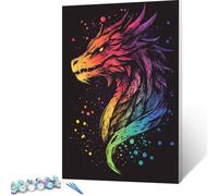 Dipingere con i Numeri, Drago Kit di Pittura a Olio con Numeri Senza Cornice, 30x40cm Dipingi con Numeri Pennelli e Pigmento Acrilico su Tela, Hobby Creativi Adulti e Principianti Animale H - 1