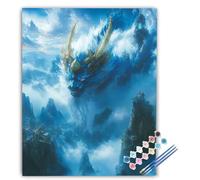 Dipingere con i Numeri Drago, Paint by Numbers Blu, Kit Dipingere con i Numeri con Pennelli e Acrilici, Hobby Creativi Adulti Idee Regalo Donna Decorazioni Casa Parete 50x70cm Senza Cornice I6-490