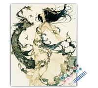 Dipingere con i Numeri Drago, Paint by Numbers Donna, Kit Dipingere con i Numeri con Pennelli e Acrilici, Hobby Creativi Adulti Idee Regalo Donna Decorazioni Casa Parete 50x70cm Senza Cornice IR-634