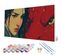 Dipingere con i Numeri Drago Painting by Numbers Cartone Animato Dipingere con i Numeri Adulti Principiante Kit Pittura Adulti con 3 Pennelli e Colori Acrilici, Decorazioni Parete 30x60cm -hcw2507HW