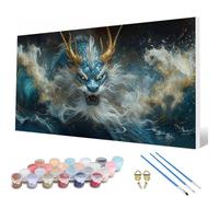 Dipingere con i Numeri Drago Painting by Numbers Oceano Dipingere con i Numeri Adulti Principiante Kit Pittura Adulti con 3 Pennelli e Colori Acrilici per Decorazioni Parete 100x300 cm -hcw250795
