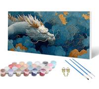 Dipingere con i Numeri Drago, Painting by Numbers Sogno Colorare con i Numeri Adulti Principiante kit con 3 Pennelli e Colori Acrilici per Decorazioni Parete, Regalo Donna 30x60cm -lsy250657F2N652