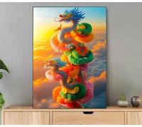 Dipingere con i Numeri Drago, Tramonto Dipingere con i Numeri Adulti con Cornice, Kit Pittura Adulti Acrilica Fai da Te Creativo Paint by Numbers per Decorazioni Casa Regalo Donna 35x45cm Li5-924