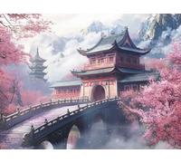 Dipingere con i Numeri Edifici Antichi Dipingere con i Numeri Adulti Fiori Di Ciliegio Paint by Numbers, Painting by Numbers Kit Pittura con Pennelli e Colori Acrilici, Regalo 70x50 cm -yym2501278