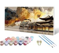 Dipingere con i Numeri Edifici Antichi, Painting by Numbers Cielo Colorare con i Numeri Adulti Principiante kit con 3 Pennelli e Colori Acrilici per Decorazioni Parete, Regalo Donna 30x60cm -lsy2506F3