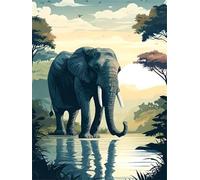 Dipingere con i Numeri Elefante animale Quadri da Dipingere Numerati, Paint by Numbers Adulti, Colorare con i Numeri Kit Pittura Bambini con Pennelli Pigmento Acrilico Disegno Pittura 25x35cm s-1862