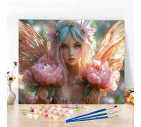 Dipingere con i Numeri Elfo Paint by Numbers Passatempo per Adulti Peonia Dipingere con i Numeri Kit Completo con Pennelli e Colori Acrilici, Come Regali e Decorazione Casa,Senza Cornice 70x50CM W6-52