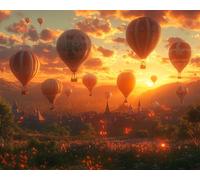 Dipingere con i numeri, fai da te, per adulti e principianti, mongolfiere all'alba, kit per dipingere con i numeri, per adulti e bambini, 40,6 x 50,8 cm
