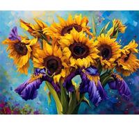 Dipingere con i Numeri Fiore di girasole Quadri da Dipingere Numerati, Paint by Numbers Adulti, Colorare con i Numeri Kit Pittura Bambini con Pennelli Pigmento Acrilico Disegno Pittura 30x20cm s-11572